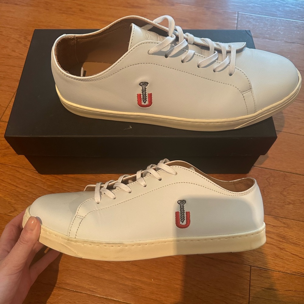 Men's White Leather Sneakers by George Cleverley for Stubbs and Wooton